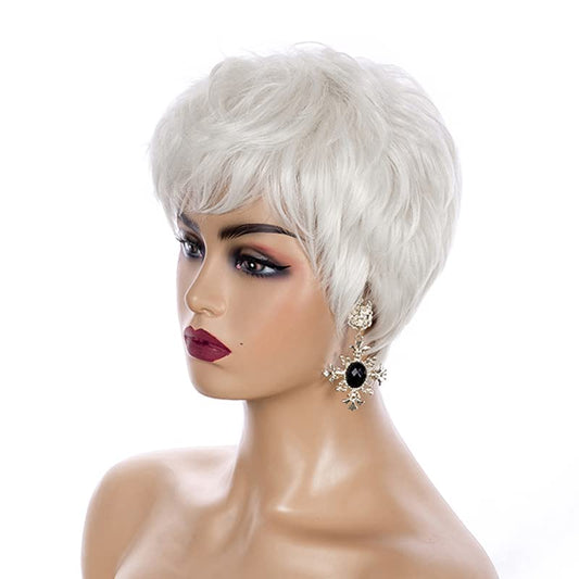 White Pixie Cut Bob Full Hair Wigs
