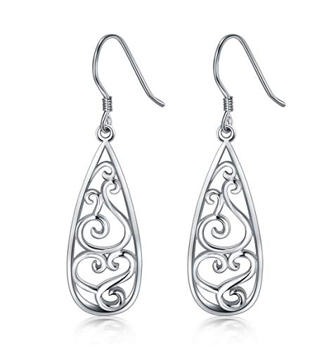 925 Sterling Silver Earrings, Filigree Teardrop Earrings