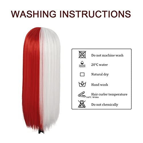 Straight Half White Red Hair Wigs With Bangs