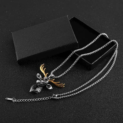 Vintage Reindeer Men's Stainless Steel Necklace