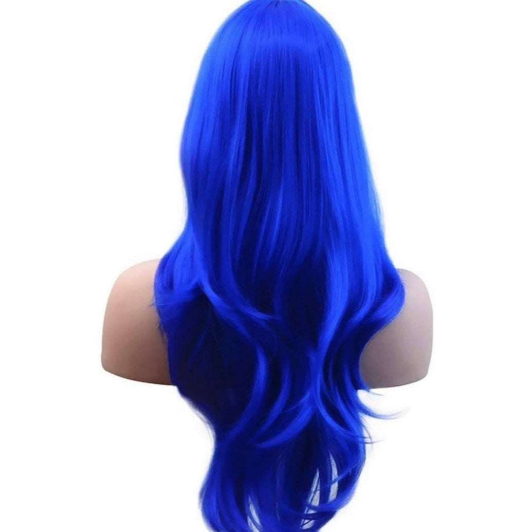 Blue Wavy Curly Full Wigs Women DragQueen Wigs