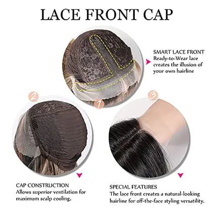Long Creamy Ombre Blonde Lace Front Wig for Women