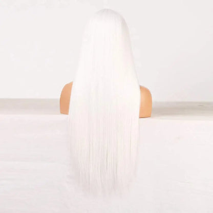 White Long Straight Hair Wigs with Bangs