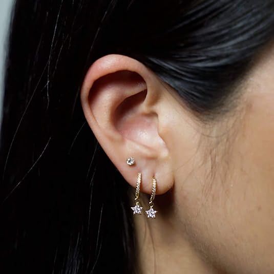 Star-Gold Huggie Hoop Earrings