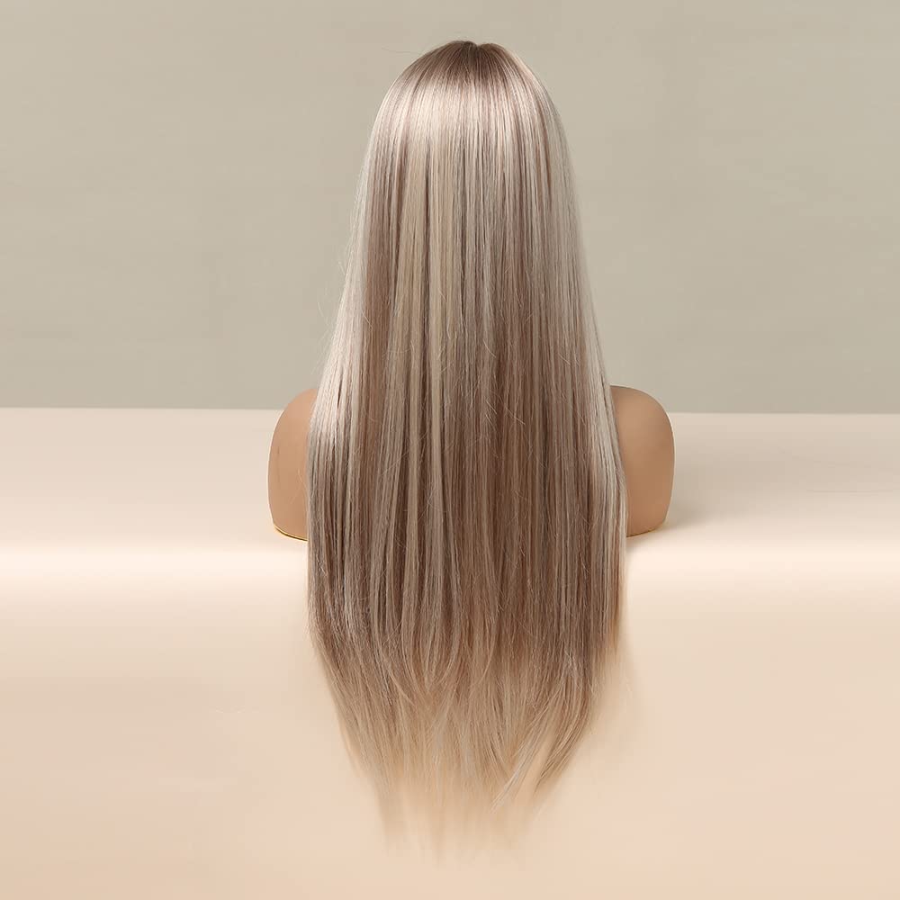 Highlights Blonde Lace Front Wig Long Straight Synthetic Wig