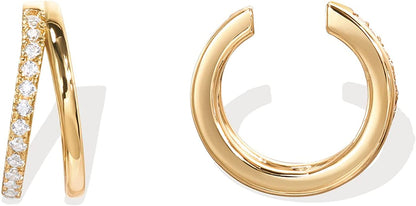 14k Yellow Gold Diamond Cuff Earrings