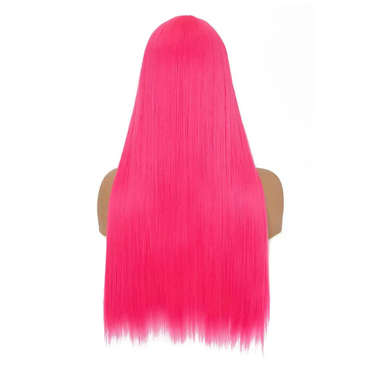 Hot Pink Long Straight Lace Front Wig