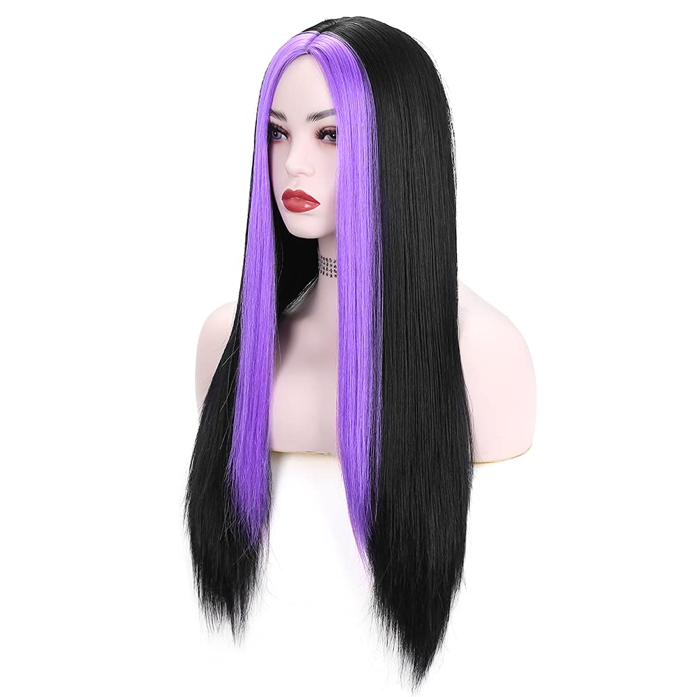 Black Hair Highlight With Purple Hair Wigs