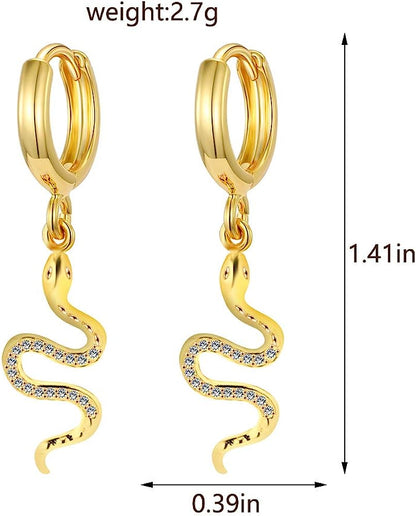 Gold Huggie Small Hoop Snake Earrings