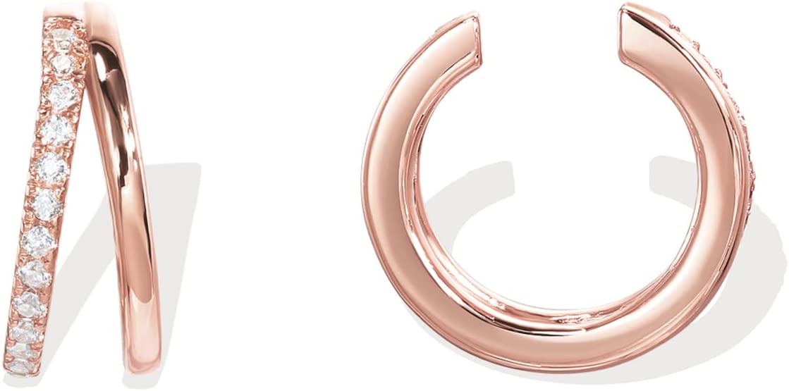14k Yellow Gold Diamond Cuff Earrings