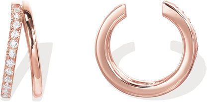 14k Yellow Gold Diamond Cuff Earrings