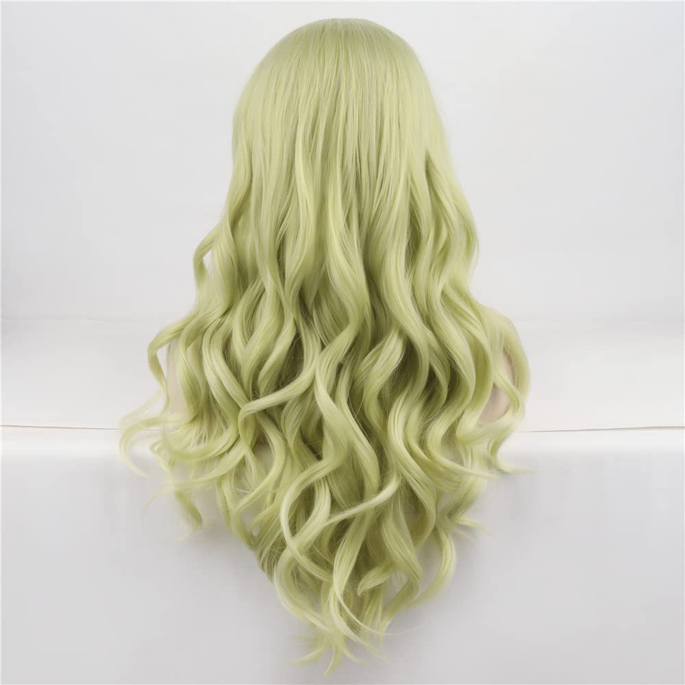 green hair dark green hair black green hair wigs hairstyles wigs wigs costumes wig wig with bangs wig shop wigs online wigs shops, Light Green Lace Front Wig Long Wavy 