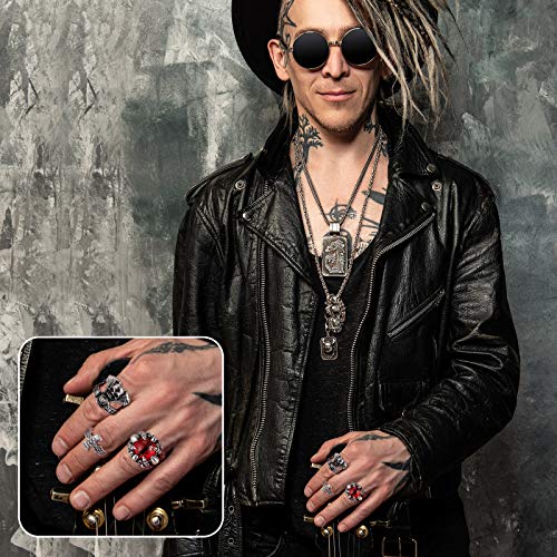 12 Pieces Vintage Punk Rings Set
