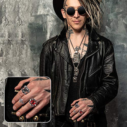 12 Pieces Vintage Punk Rings Set