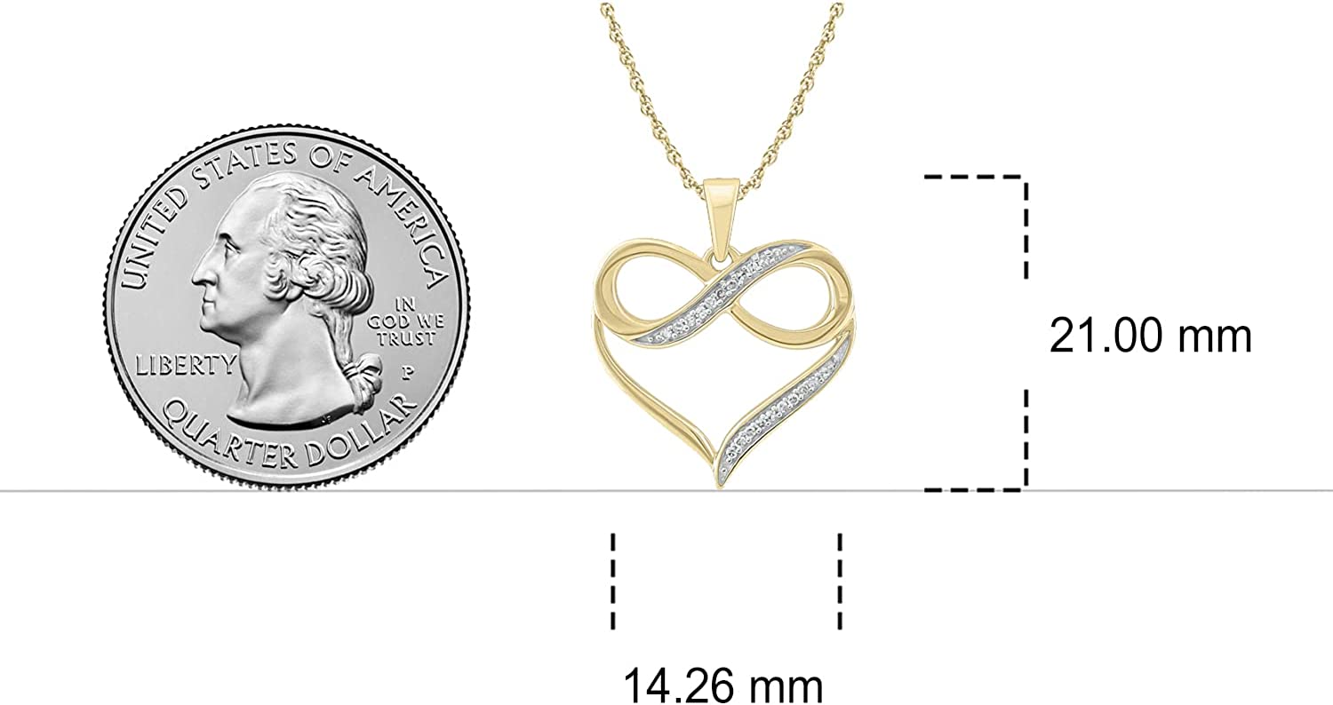10Karat Yellow , Rose or White Gold Infinity Diamond Necklace For Women