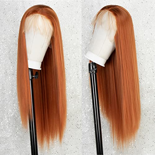 Long Straight Ginger Orange Lace Front Wig