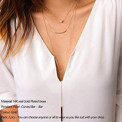 Turandoss Dainty Layering Pearls Necklace