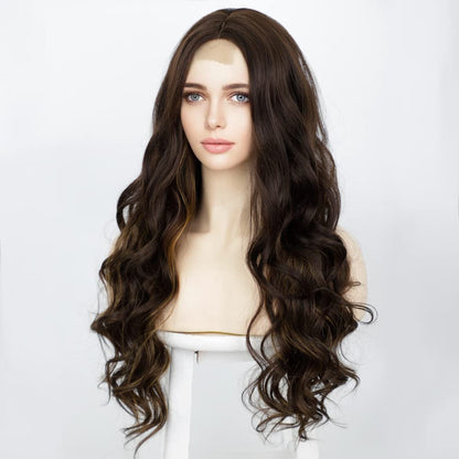 Brown With Blonde Streaks Lace Wig