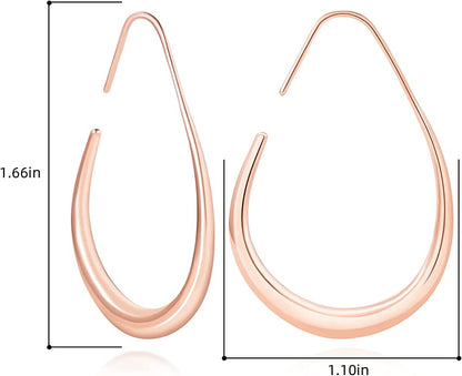 14K Gold Platted Oval Hoop Earrings