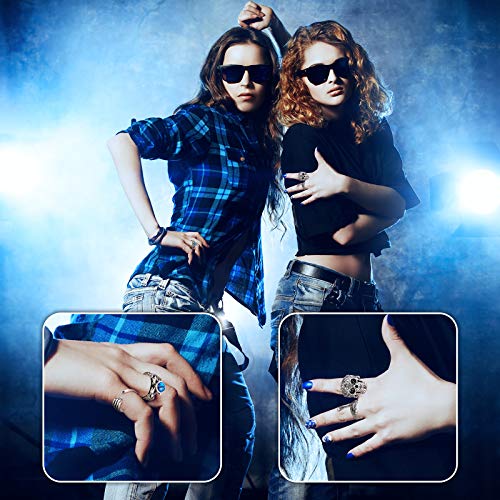 12 Pieces Vintage Punk Rings Set