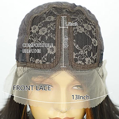Short Straight Bob Highlights T Lace Front Wigs