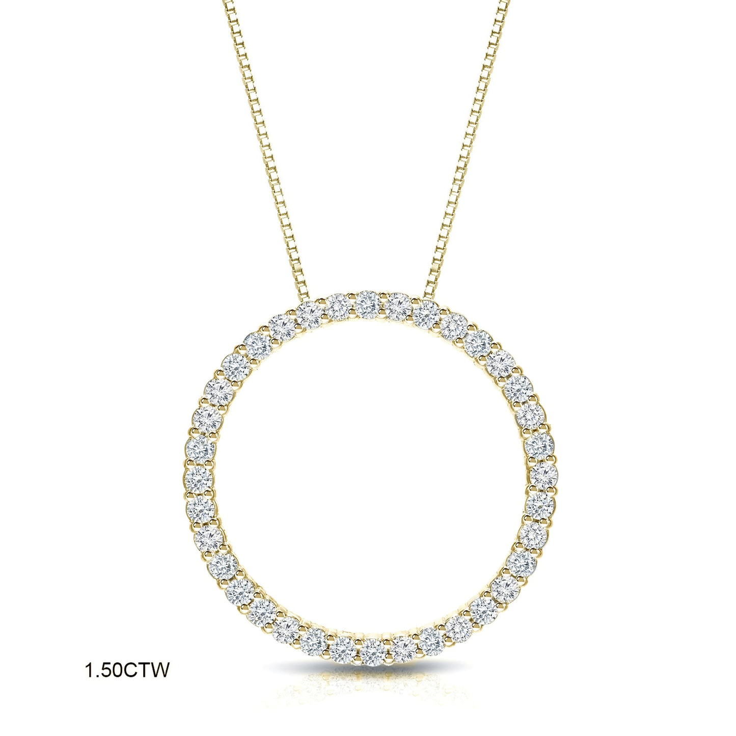 Auriya 0.15 to 1 1/2Ctw Diamond Circle Necklace 14K Yellow Gold
