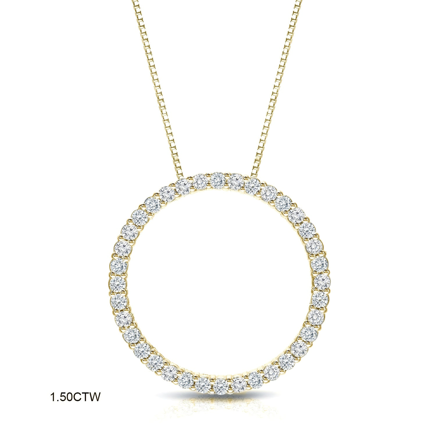 Auriya 0.15 to 1 1/2Ctw Diamond Circle Necklace 14K Yellow Gold