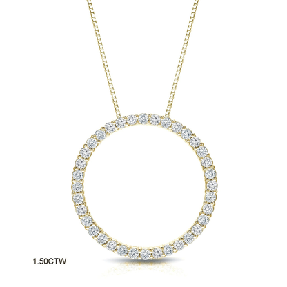 Auriya 0.15 to 1 1/2Ctw Diamond Circle Necklace 14K Yellow Gold