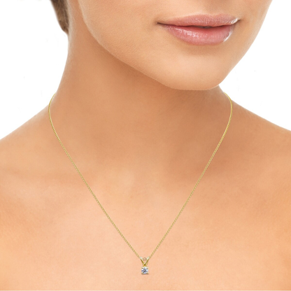  14K Yellow Gold Diamond Solitaire Pendant Necklace