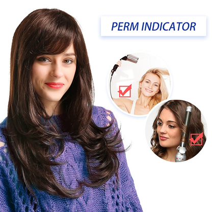 Dark Brown Long Wavy Human Hair Wig with Bangs 