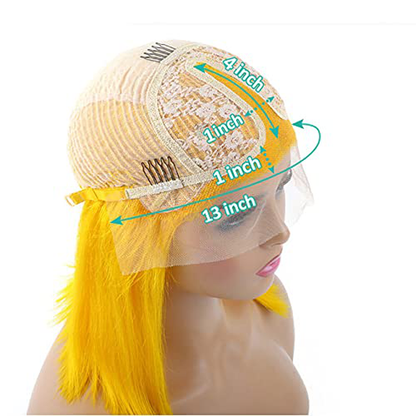 Yellow Short Bob T part Human Hair Lace Wig