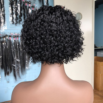 Short Curly Pixie Cut Headband Human Hair Wigs|Headband Wigs For Women