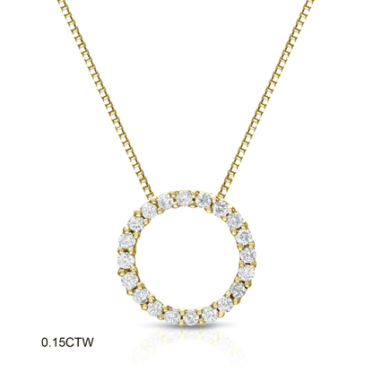 Auriya 0.15 to 1 1/2Ctw Diamond Circle Necklace 14K Yellow Gold