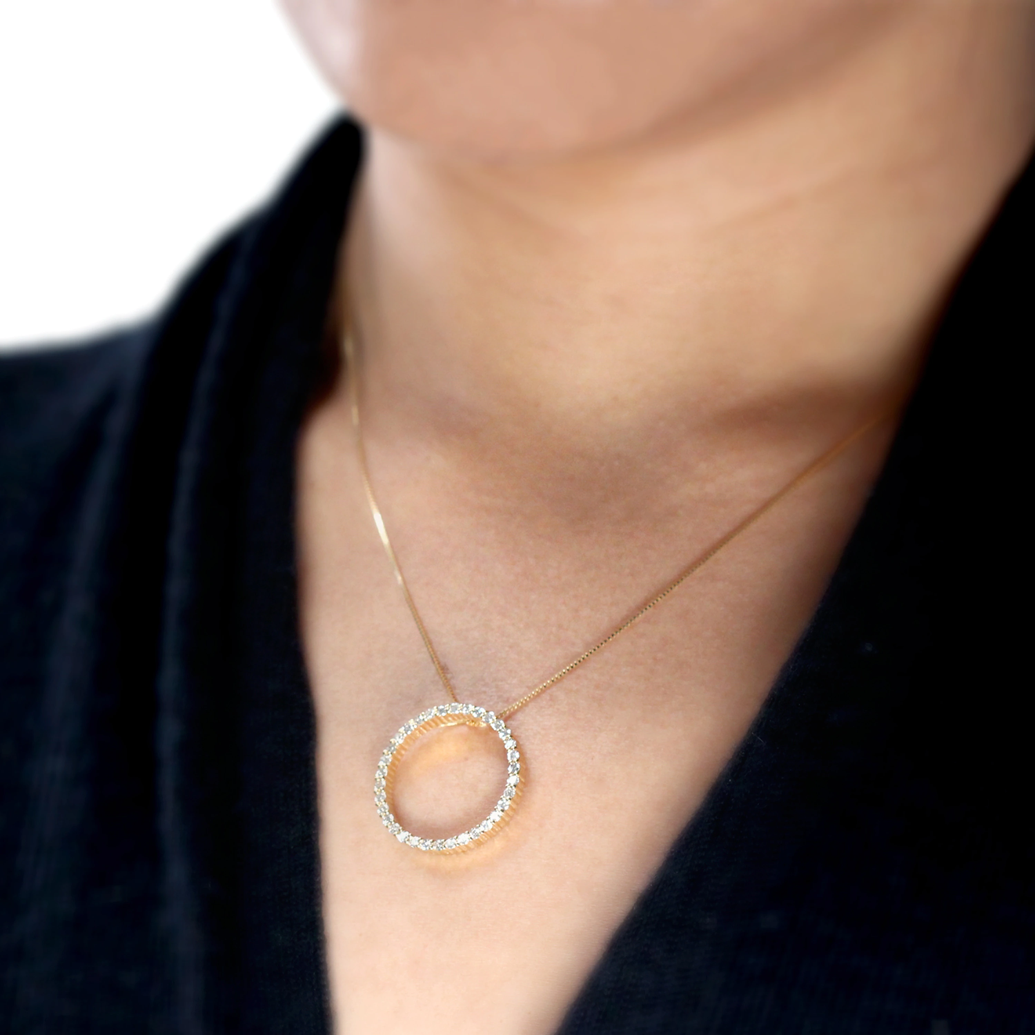 Auriya 0.15 to 1 1/2Ctw Diamond Circle Necklace 14K Yellow Gold