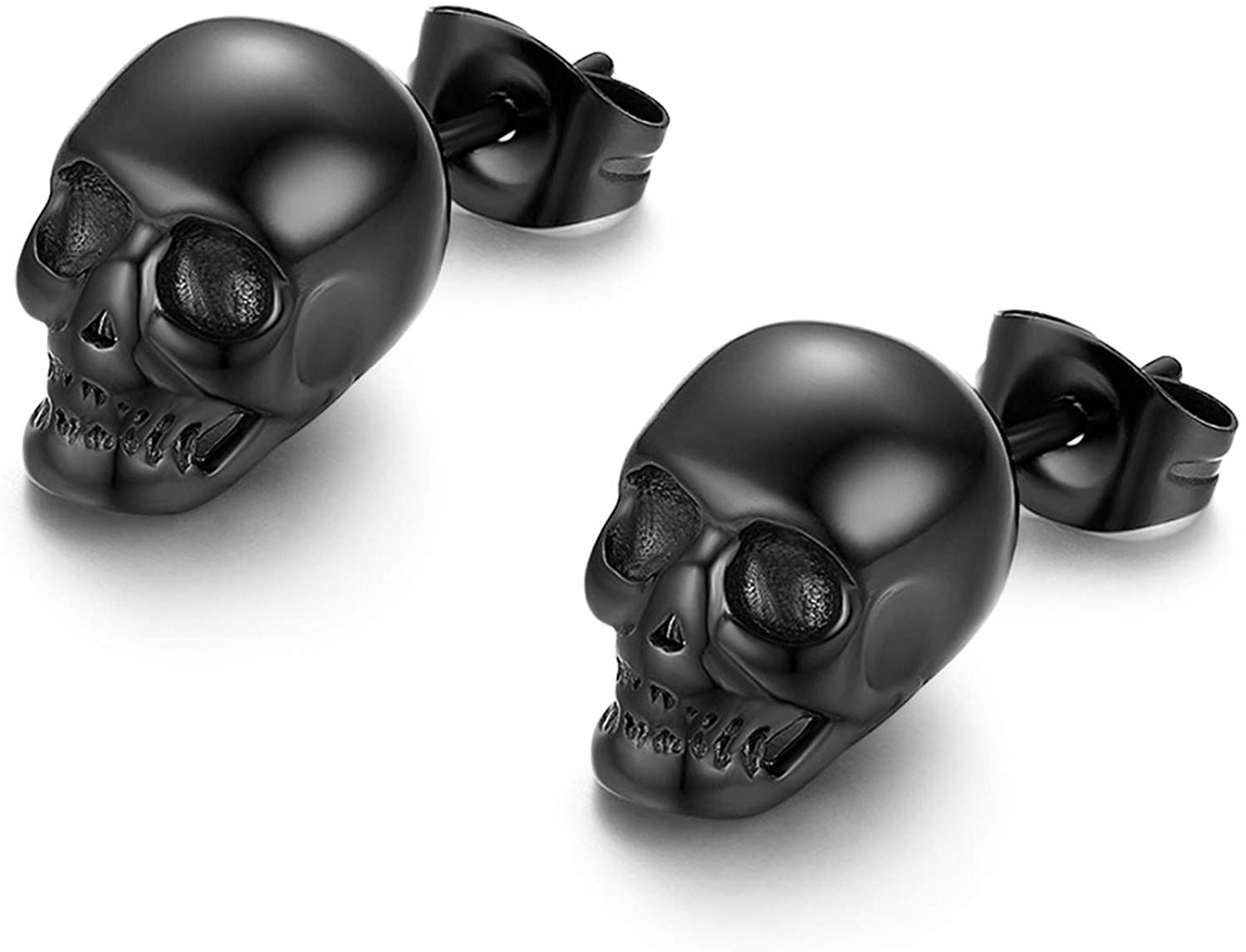 PUNK Stainless Steel Gothic Skull Stud Earrings 