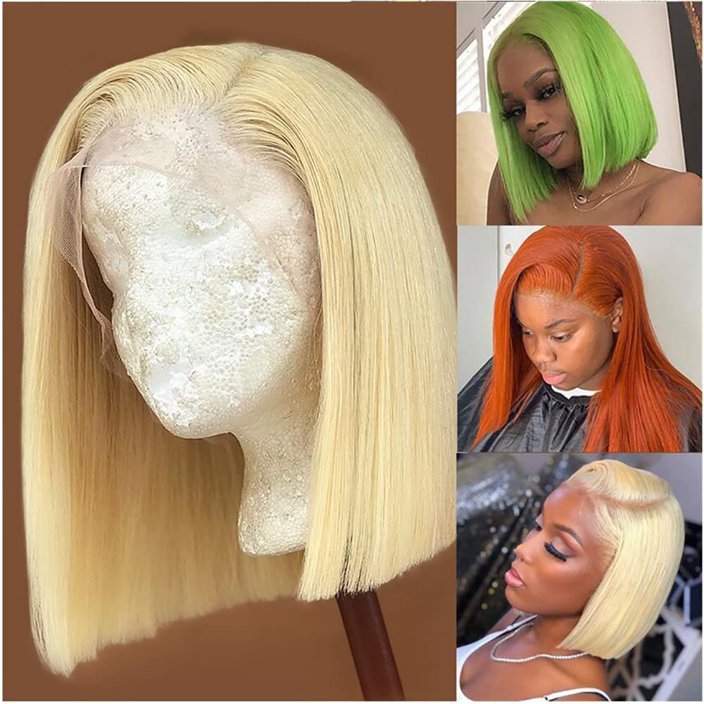  613 Short Bob Straight Brazilian Lace Wigs Pre Plucked with Baby Hair (10 Inch)