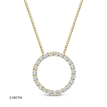 Auriya 0.15 to 1 1/2Ctw Diamond Circle Necklace 14K Yellow Gold