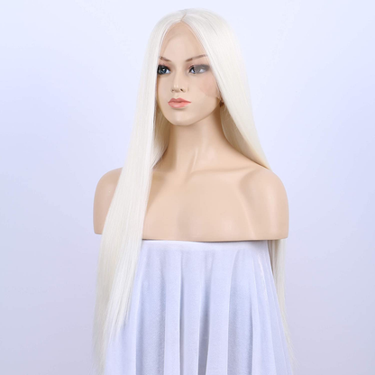 Silky Straight Lace Front Platinum Blonde Wigs
