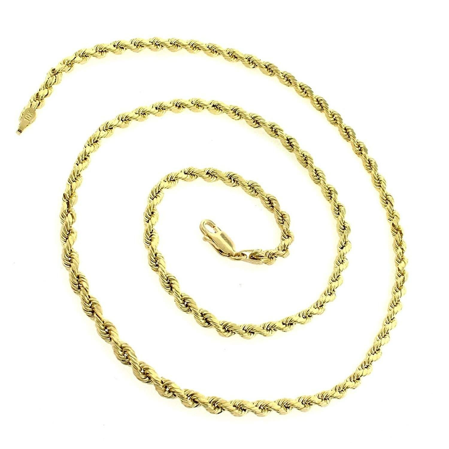 14K Yellow Gold Diamond-Cut Braided Twist Link Necklace