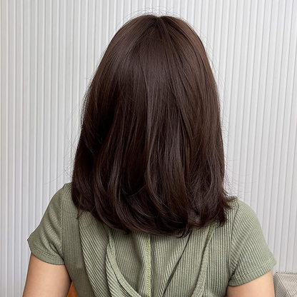 Short Brown Bob Wig With Bangs 