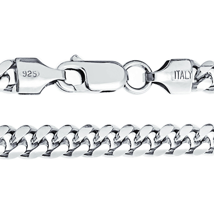 Miami Cuban Chain Sterling Silver Necklace 150 Gauge Made in Italy