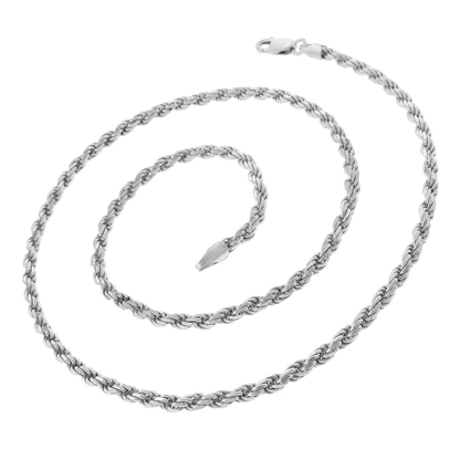 .925 Solid Sterling Silver 3.5MM Rope Diamond-Cut Link Chain