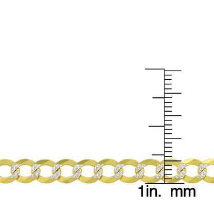 14K Yellow Gold 5.5MM Solid Cuban Curb Link Diamond-Cut Pave Necklace Chains, Gold Chain for Men & Women, 100% Real 14K Gold