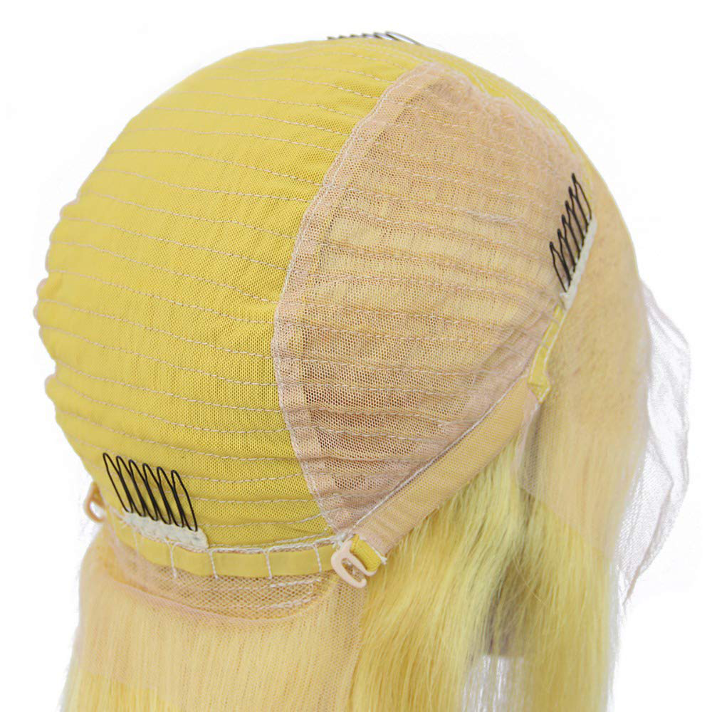 Yellow Short Bob T part Human Hair Lace Wig