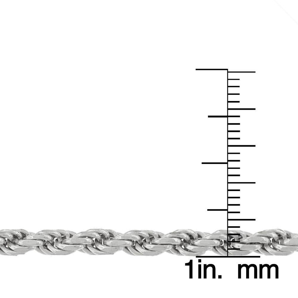 .925 Solid Sterling Silver 3.5MM Rope Diamond-Cut Link Chain