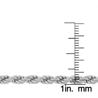 .925 Solid Sterling Silver 3.5MM Rope Diamond-Cut Link Chain