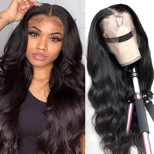 Lace Front Wigs Human Hair Body Wave 13X4 Human Hair Wigs for Black Women 150% Density Glueless Lace Frontal Wigs Brazilian Virgin Human Hair Pre Plucked Bleached Knots 20 Inch Body Wave Wigs