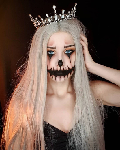 Silver Gray Long Natural Straight Lace Front Wig 