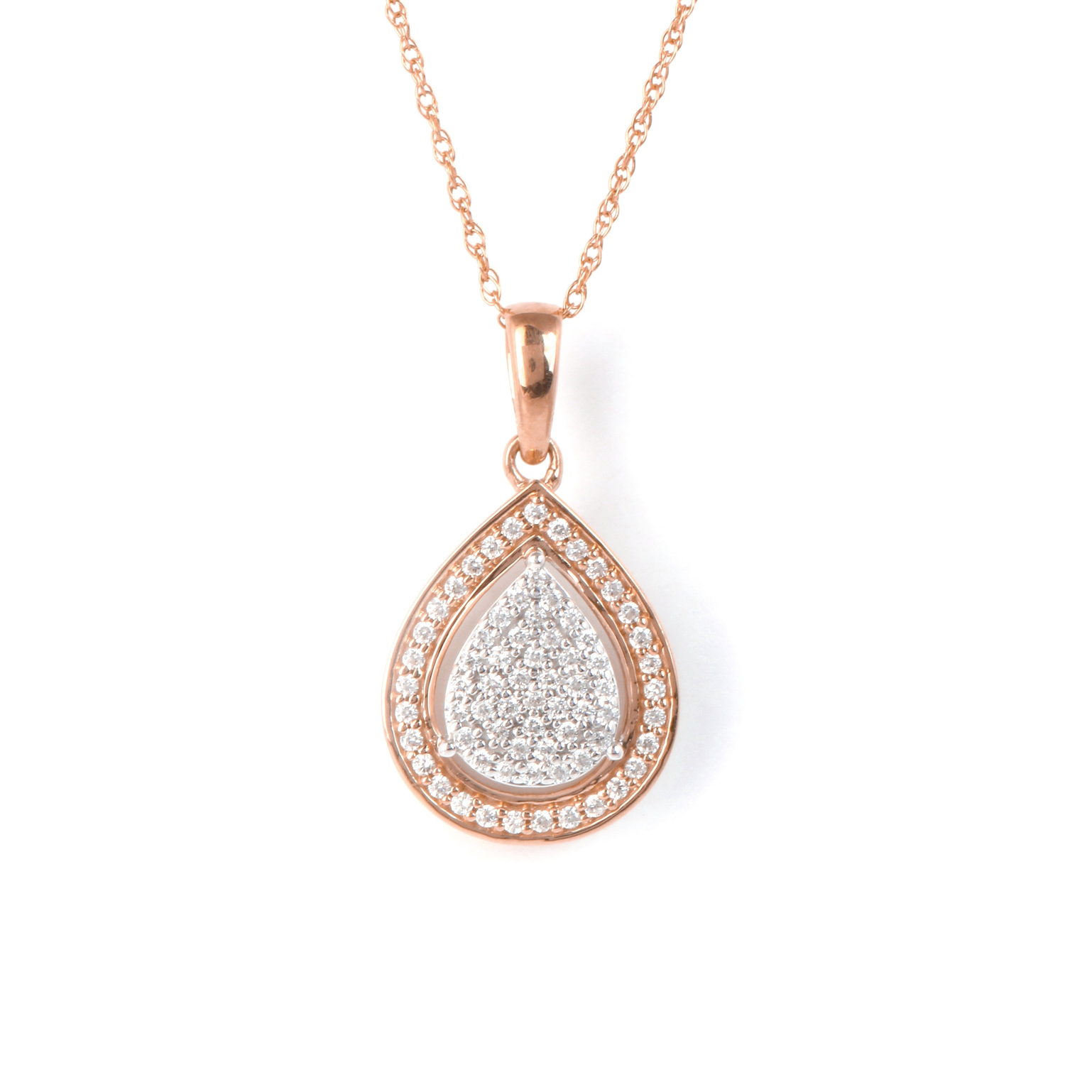 1/6Ct TDW Diamond Cluster Halo Necklace Pendant in 10K Gold by De Couer