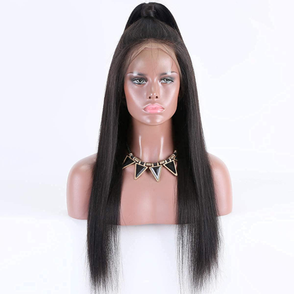360° Free Parting Yaki Straight Brazilian Human Hair Wigs|Pre Plucked Hairline with Baby Hair